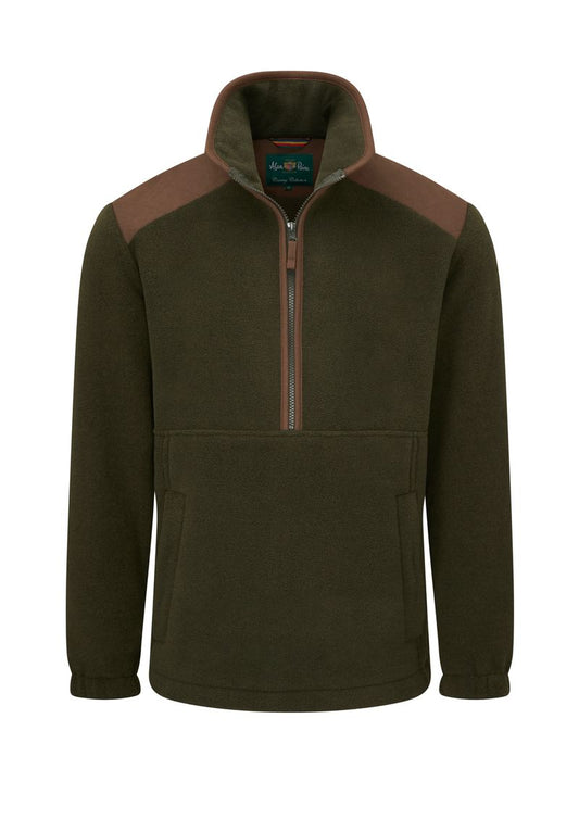 Alan Paine Aylsham Men's Half Zip Fleece In Green