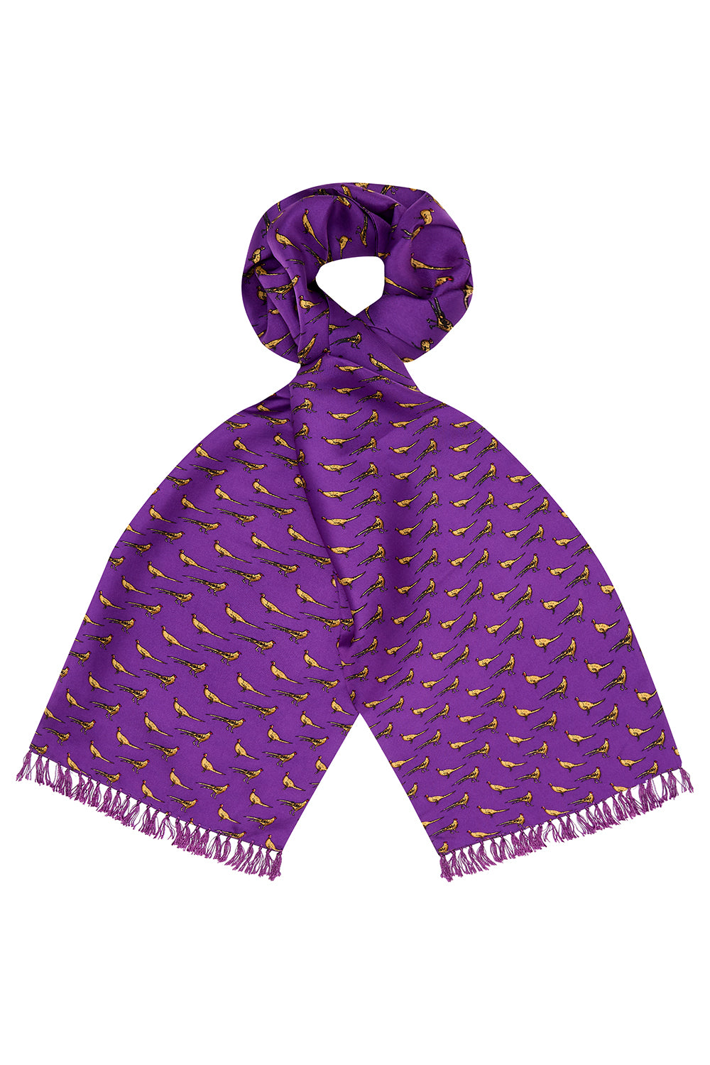 Purple Silk Pheasants Aviator Scarf