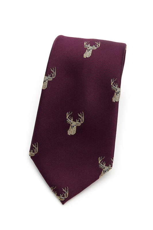 Stags Head Country Silk Tie in Wine