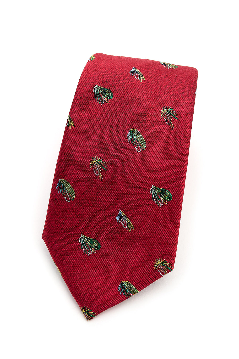 Fishing Flies Country Silk Tie in Red