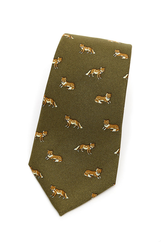 Foxes Country Silk Tie in Green