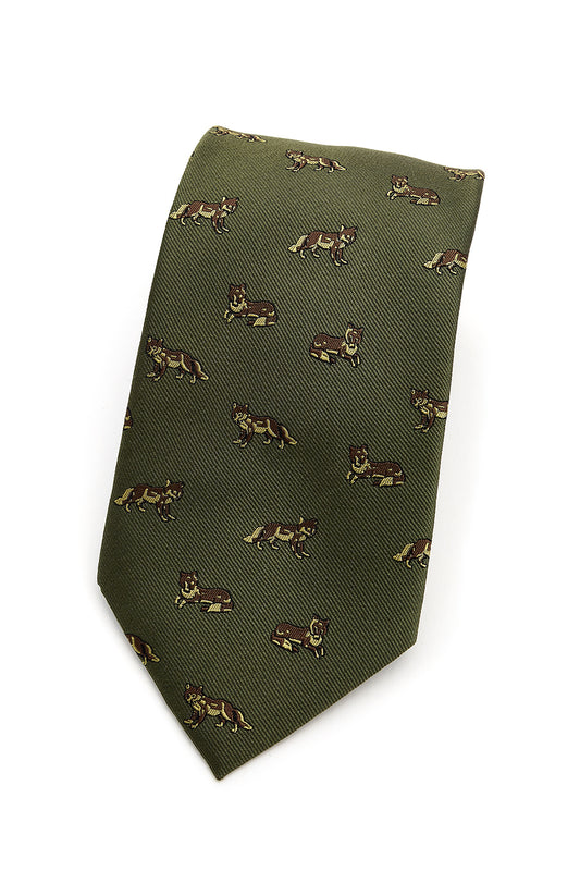 Luxury Foxes Country Silk Tie in Green