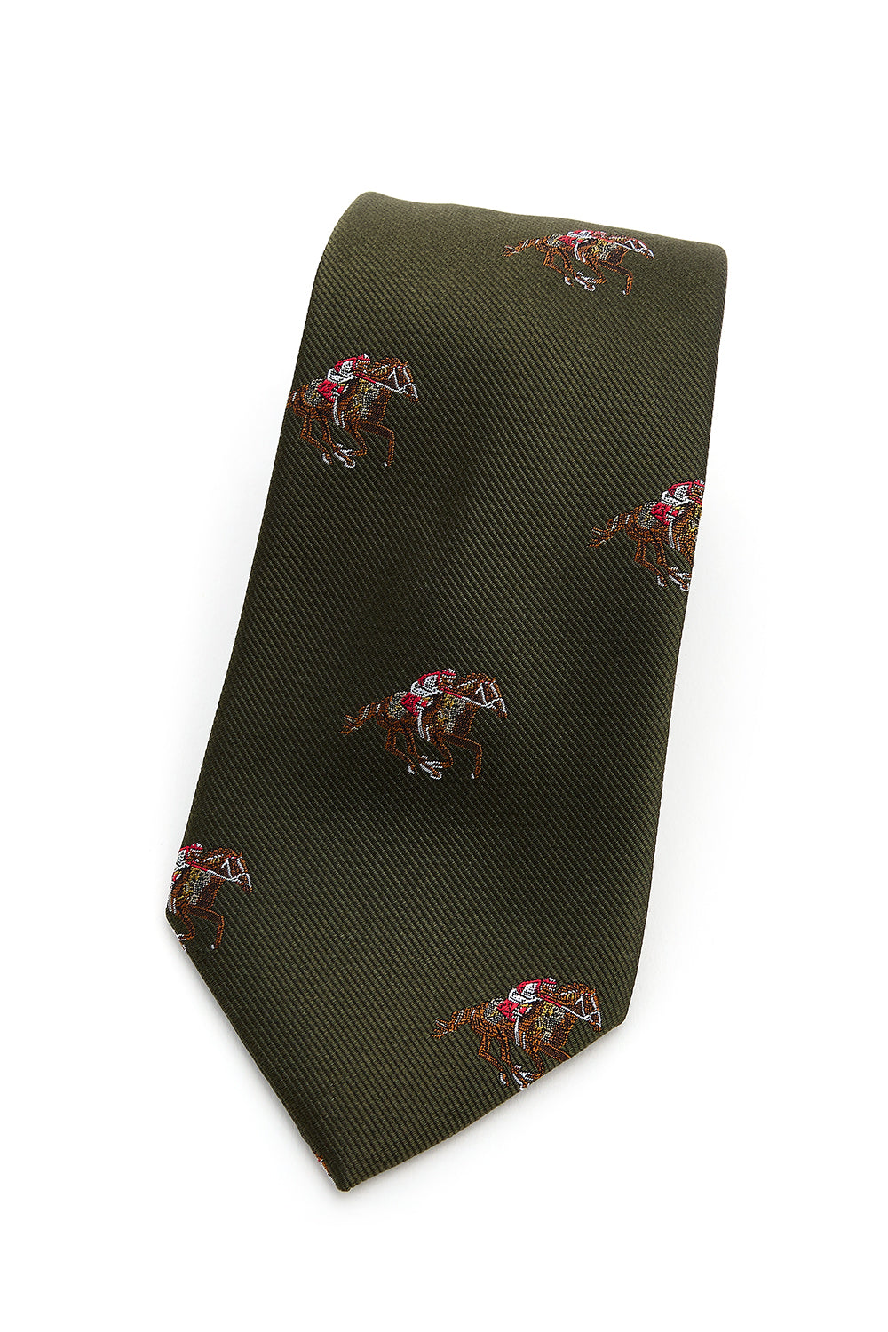 Jockeys and Horses Country Silk Tie in Green