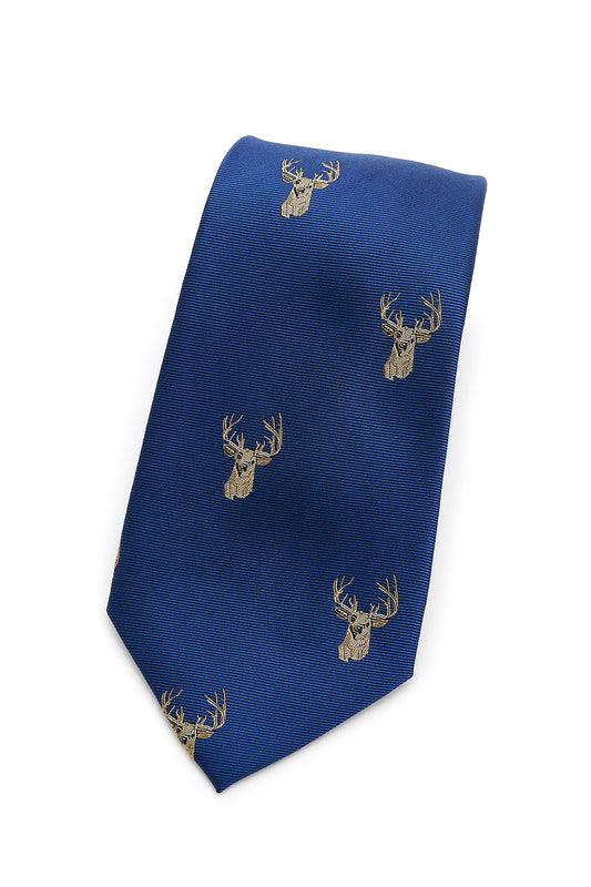 Stags Head Country Silk Tie in Blue