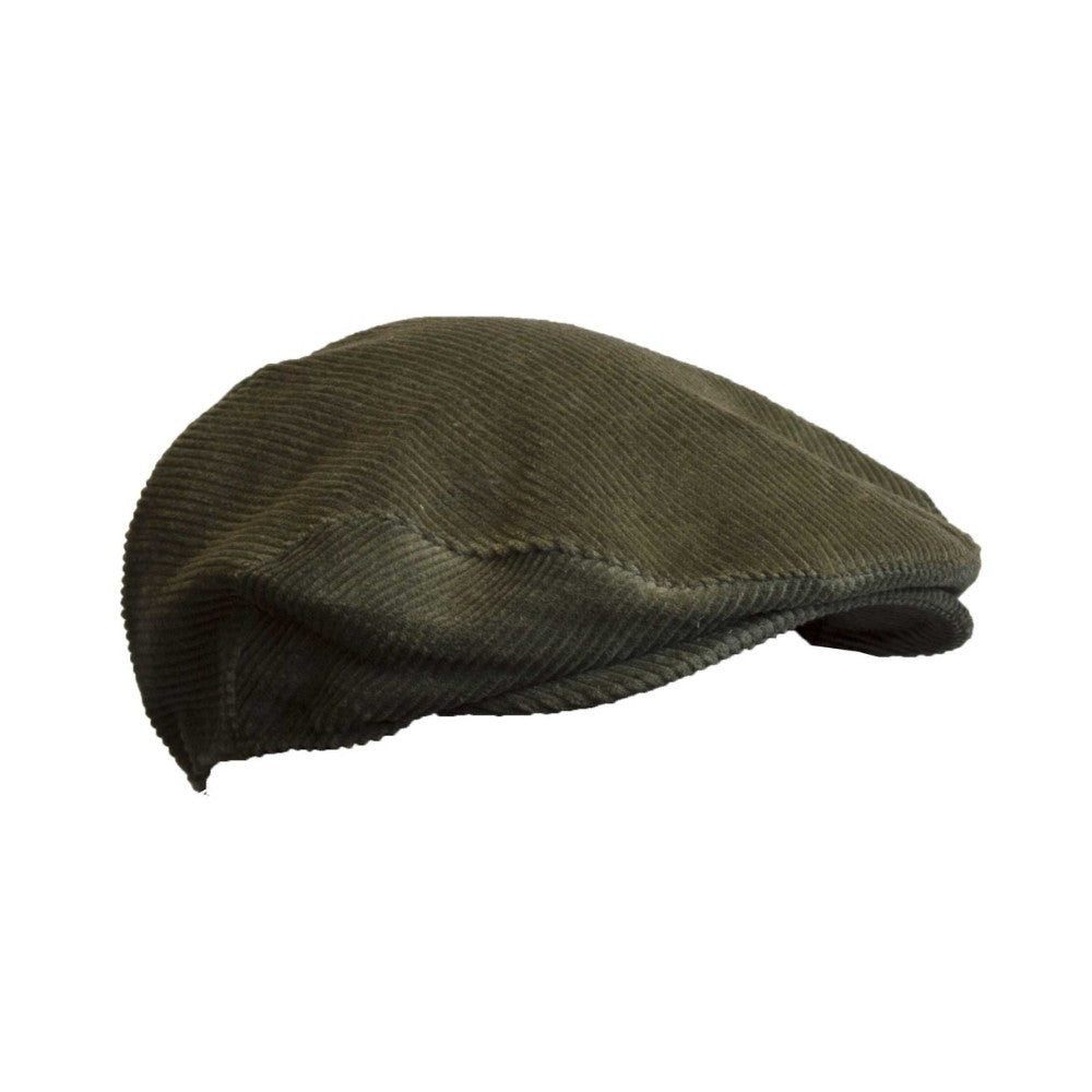 Walker & Hawkes Corduroy Alton Flat Cap in Olive