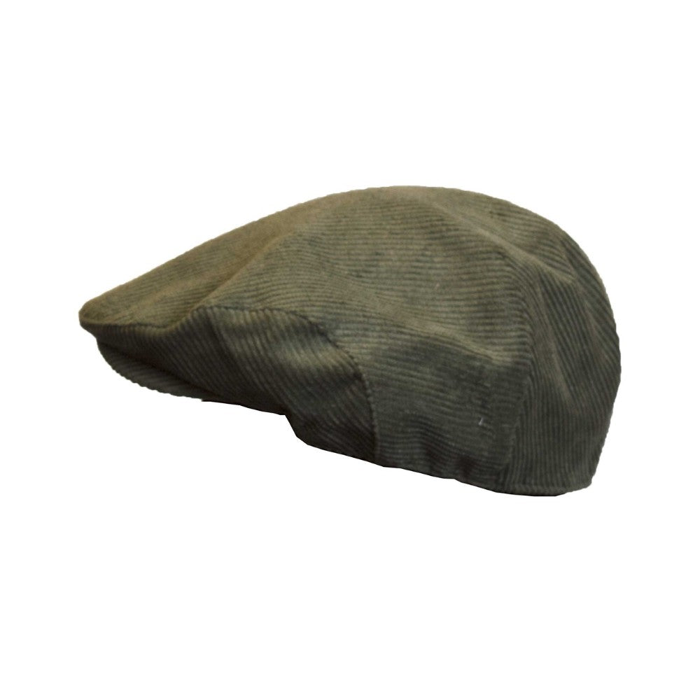 Walker & Hawkes Corduroy Alton Flat Cap in Olive