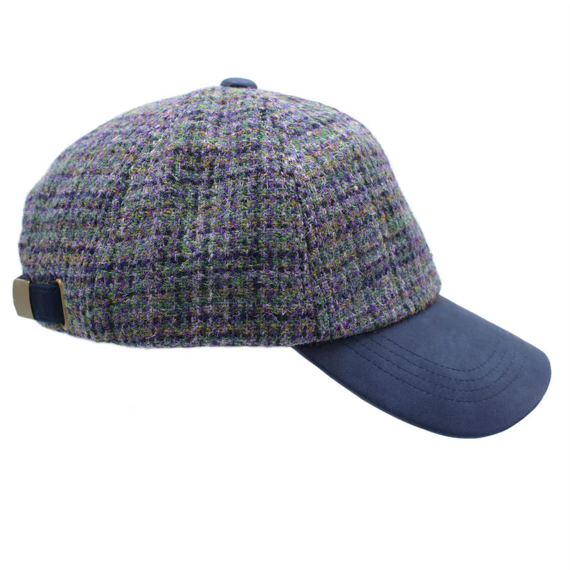 Harris Tweed Ladies Thistle Leather Peak Baseball Cap