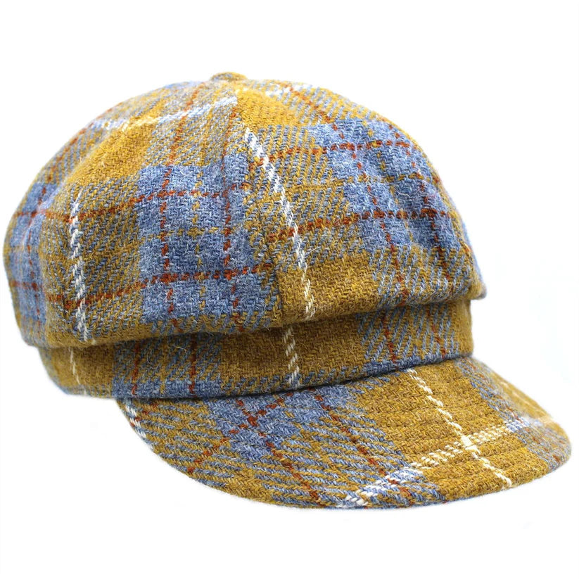Harris Tweed Ladies Lichen Check Baker Boy Cap
