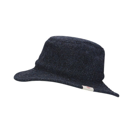 Walker & Hawkes Harris Tweed Berkeley Fedora Hat in Midnight Blue