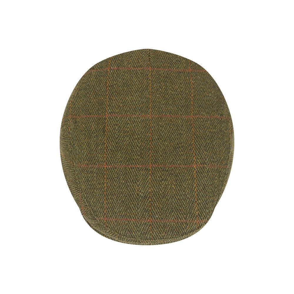 Walker & Hawkes Derby Tweed Waterproof Dainton Flat Cap in Dark Sage