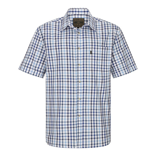 Walker & Hawkes 100% Cotton Blue Canterbury Short Sleeve Shirt