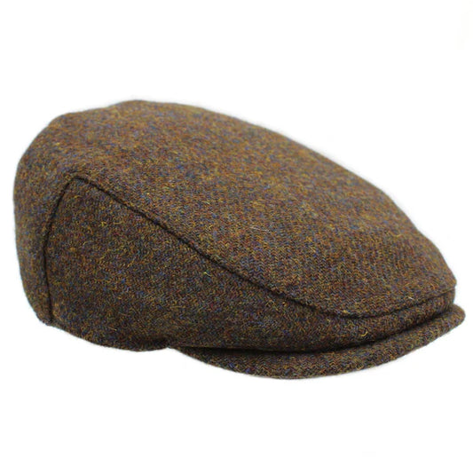 Harris Tweed Brown Mix Flat Cap