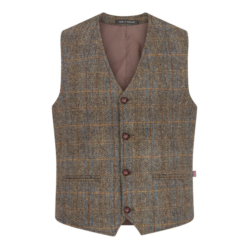 Harris Tweed Brown Check Tweed Waistcoat
