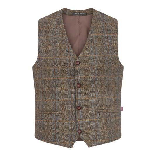 Harris Tweed Oatmeal Windowpane Tweed Waistcoat