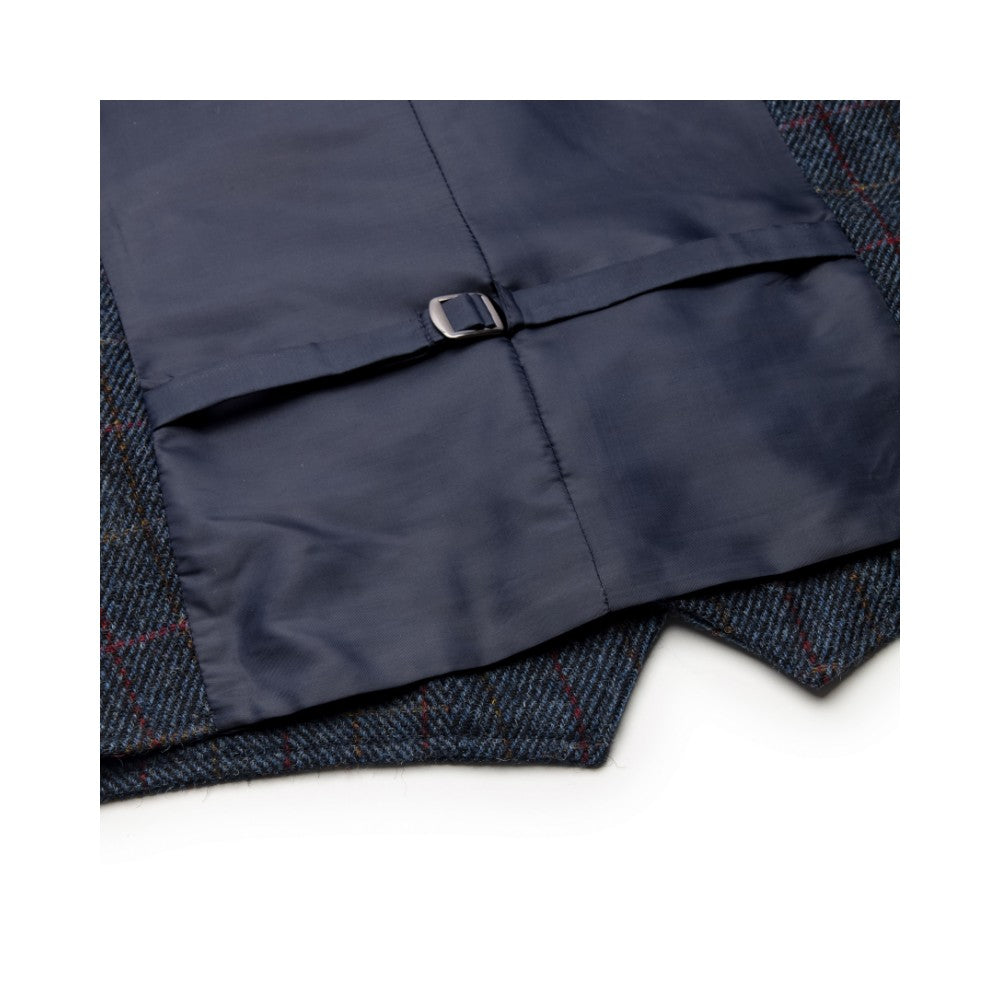 Harris Tweed Dark Blue Check Tweed Waistcoat