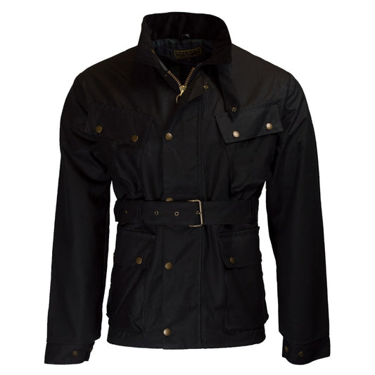 Walker & Hawkes Men's Luxury Black Wax Biker Jacket