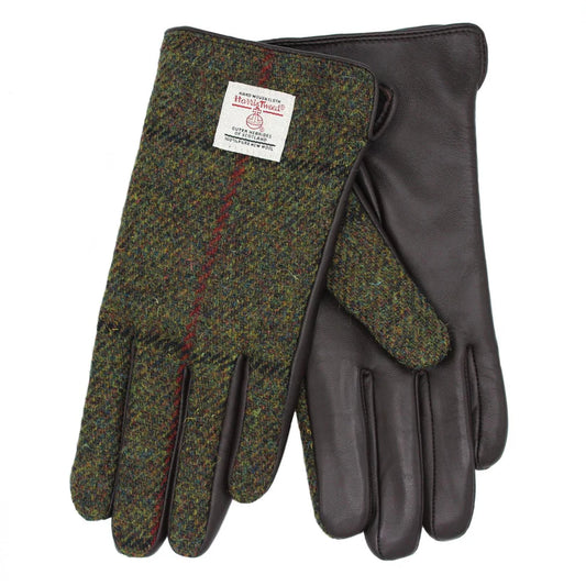 Harris Tweed Ladies Gloves in Green Check