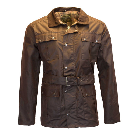 Walker & Hawkes Men's Brown Wax Biker Jacket