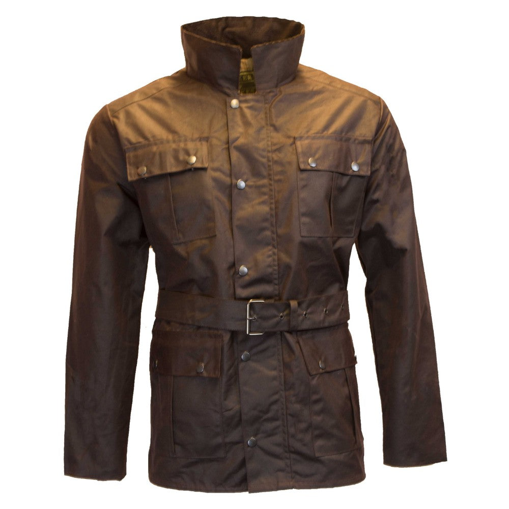 Walker & Hawkes Men's Brown Wax Biker Jacket