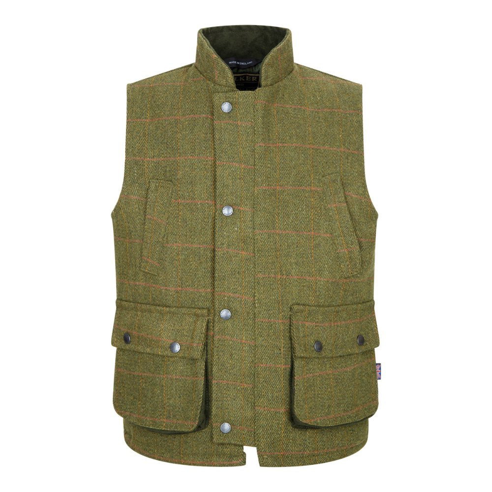 Walker & Hawkes Kid's Derby Tweed Greyson Gilet in Dark Sage