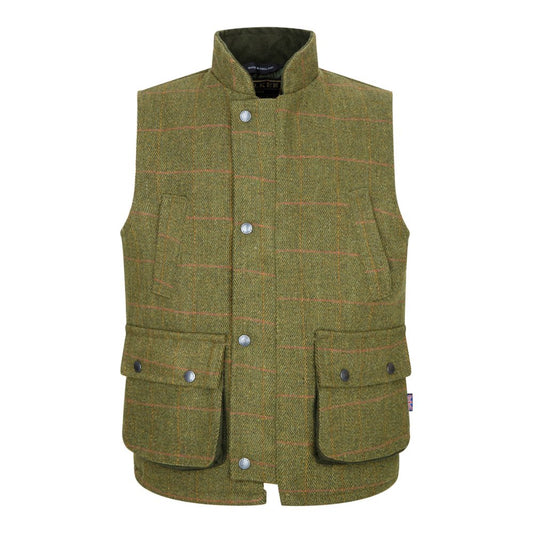 Walker & Hawkes Kid's Derby Tweed Greyson Gilet in Dark Sage