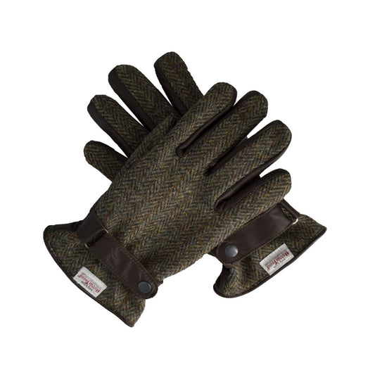 Harris Tweed Gloves in Charcoal Herringbone Tweed