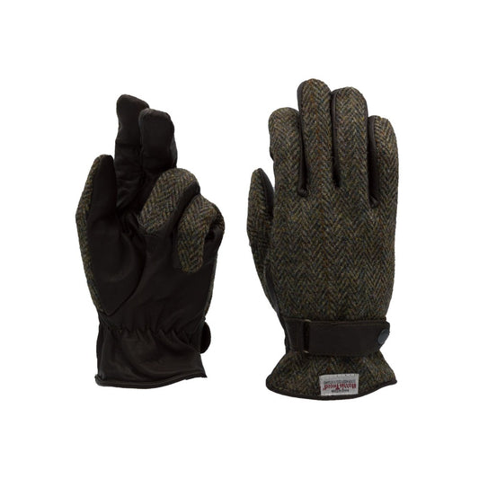 Harris Tweed Gloves in Charcoal Herringbone Tweed