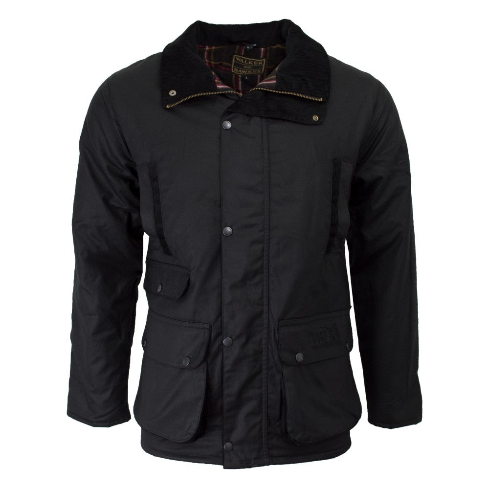 Walker & Hawkes Men's Black Hawthorn Wax Jacket