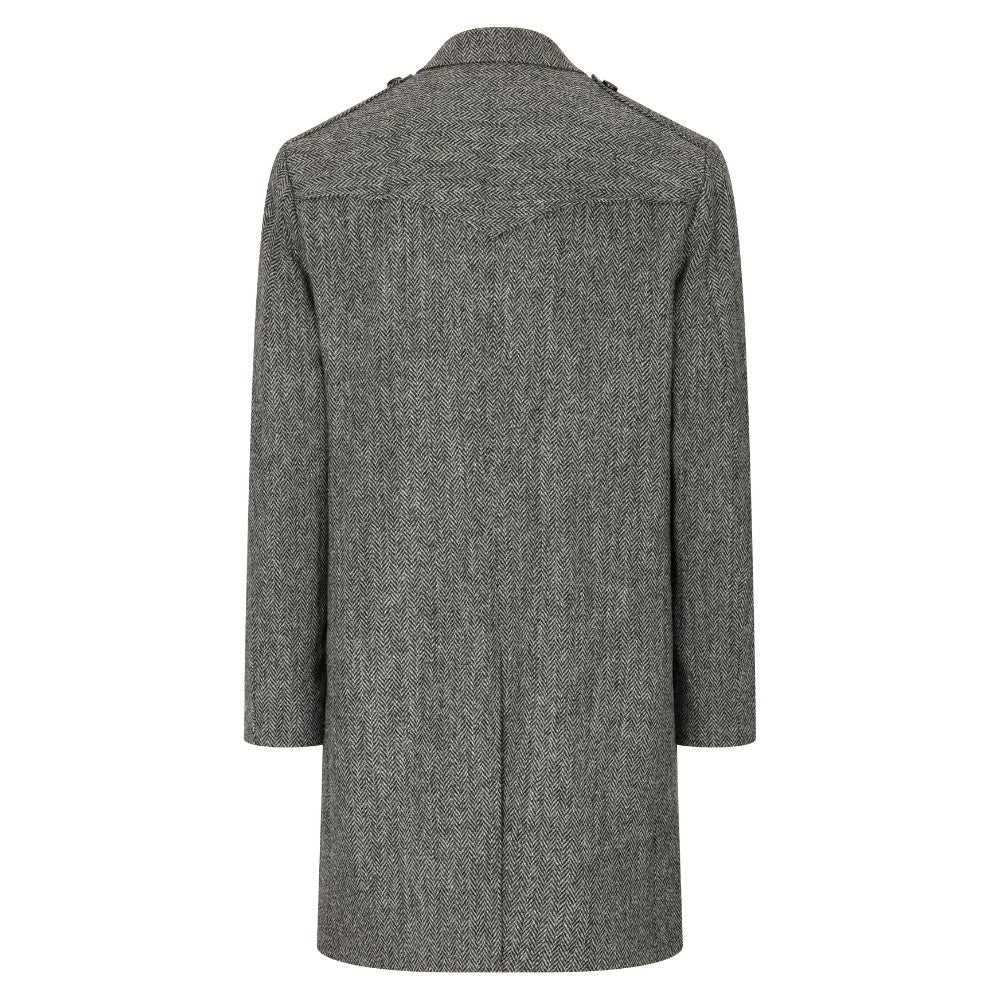 Harris Tweed Grey Herringbone Overcoat