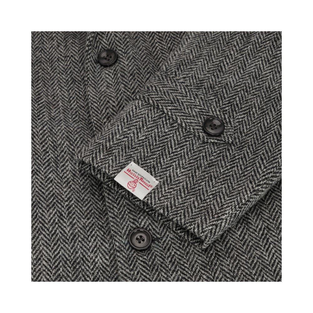 Harris Tweed Grey Herringbone Overcoat