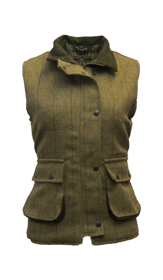 Walker & Hawkes Light Sage Ladies Derby Tweed Shooting Gilet