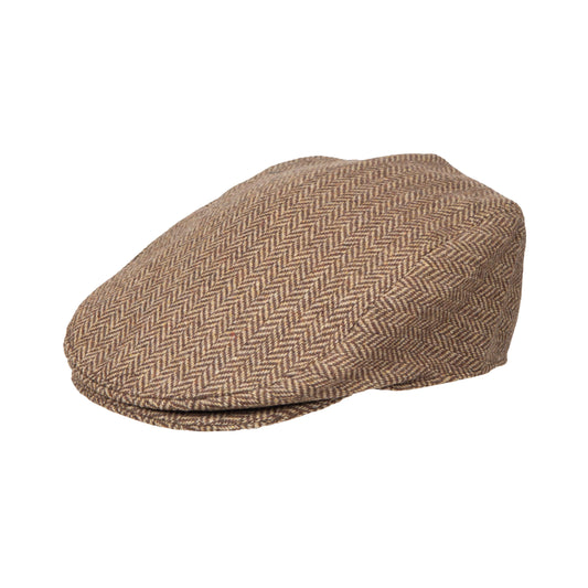 Dents Thirlmere Brown Herringbone Tweed Flat Cap