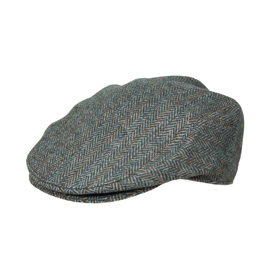 Dents Thirlmere Olive Herringbone Tweed Flat Cap