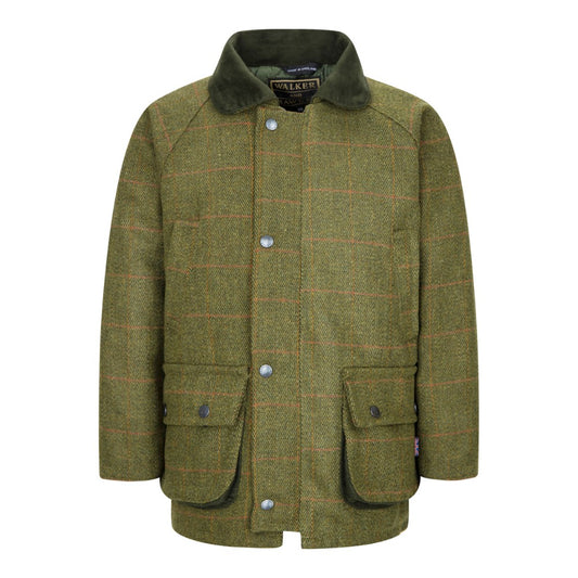 Walker & Hawkes Kid's Derby Tweed Noah Jacket in Dark Sage