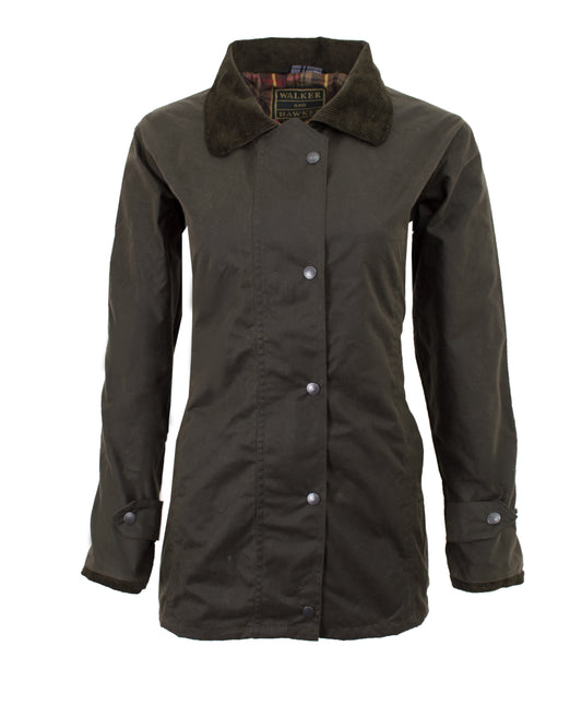 Walker & Hawkes Ladies Olive Wax Antique Jacket