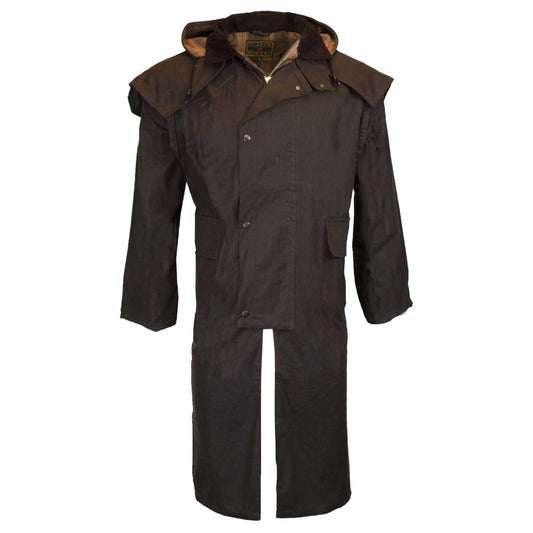 Walker & Hawkes Men's Brown Wax Stockman Cape Coat