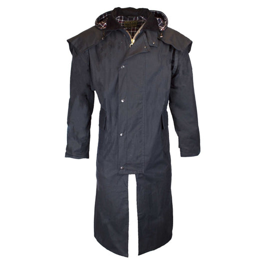 Walker & Hawkes Men's Navy Wax Stockman Cape Coat