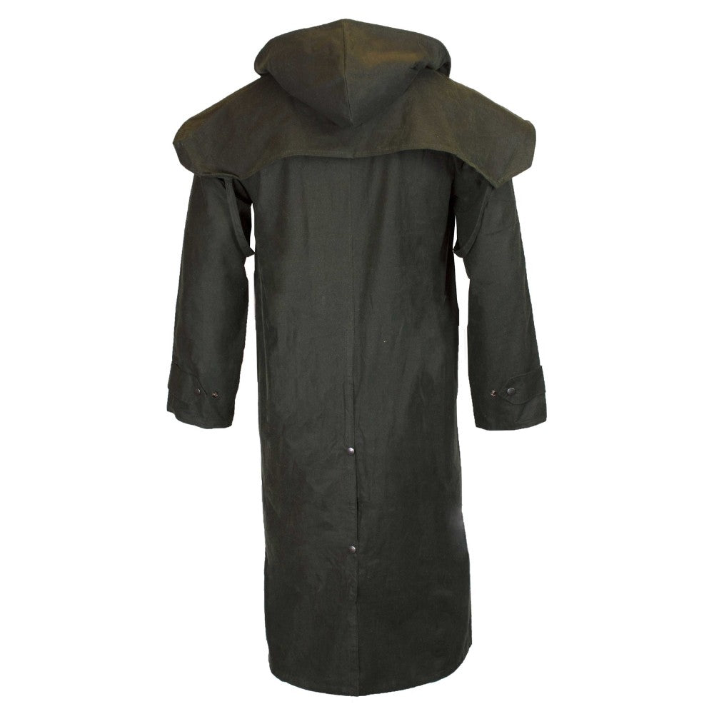 Walker & Hawkes Men's Olive Wax Stockman Cape Coat