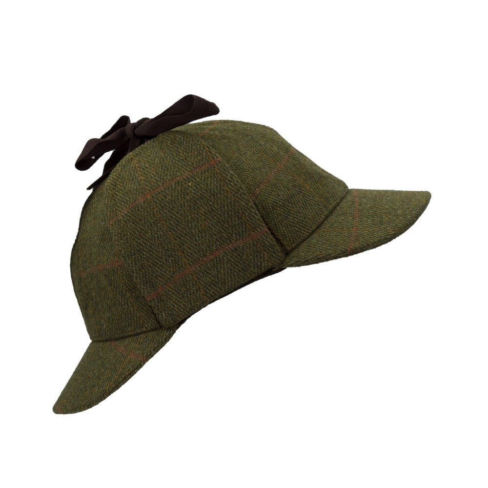 Walker & Hawkes Derby Tweed Woodstock Deerstalker Hat in Dark Sage