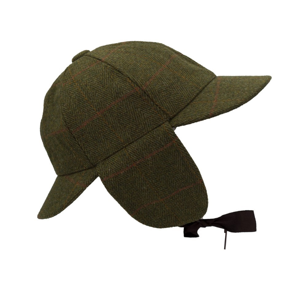 Walker & Hawkes Derby Tweed Woodstock Deerstalker Hat in Dark Sage