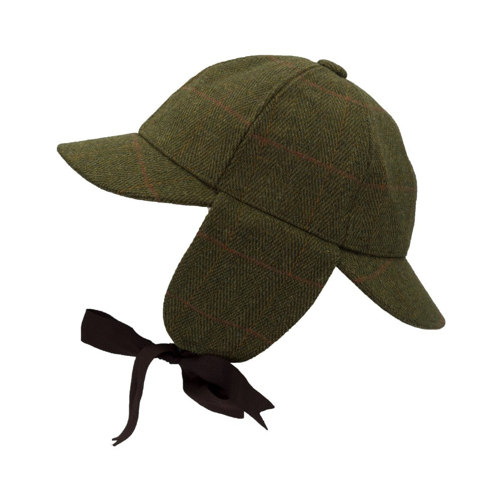 Walker & Hawkes Derby Tweed Woodstock Deerstalker Hat in Dark Sage