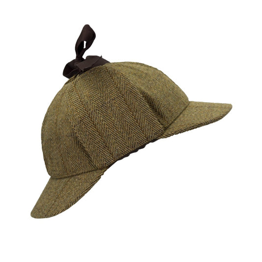 Walker & Hawkes Derby Tweed Woodstock Deerstalker Hat in Light Sage