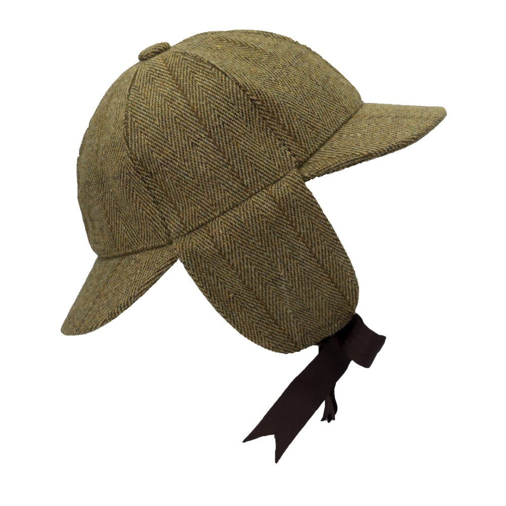 Walker & Hawkes Derby Tweed Woodstock Deerstalker Hat in Light Sage