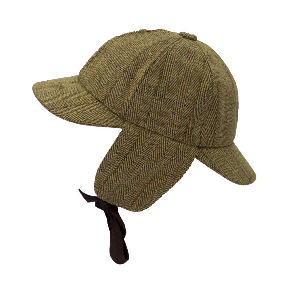 Walker & Hawkes Derby Tweed Woodstock Deerstalker Hat in Light Sage