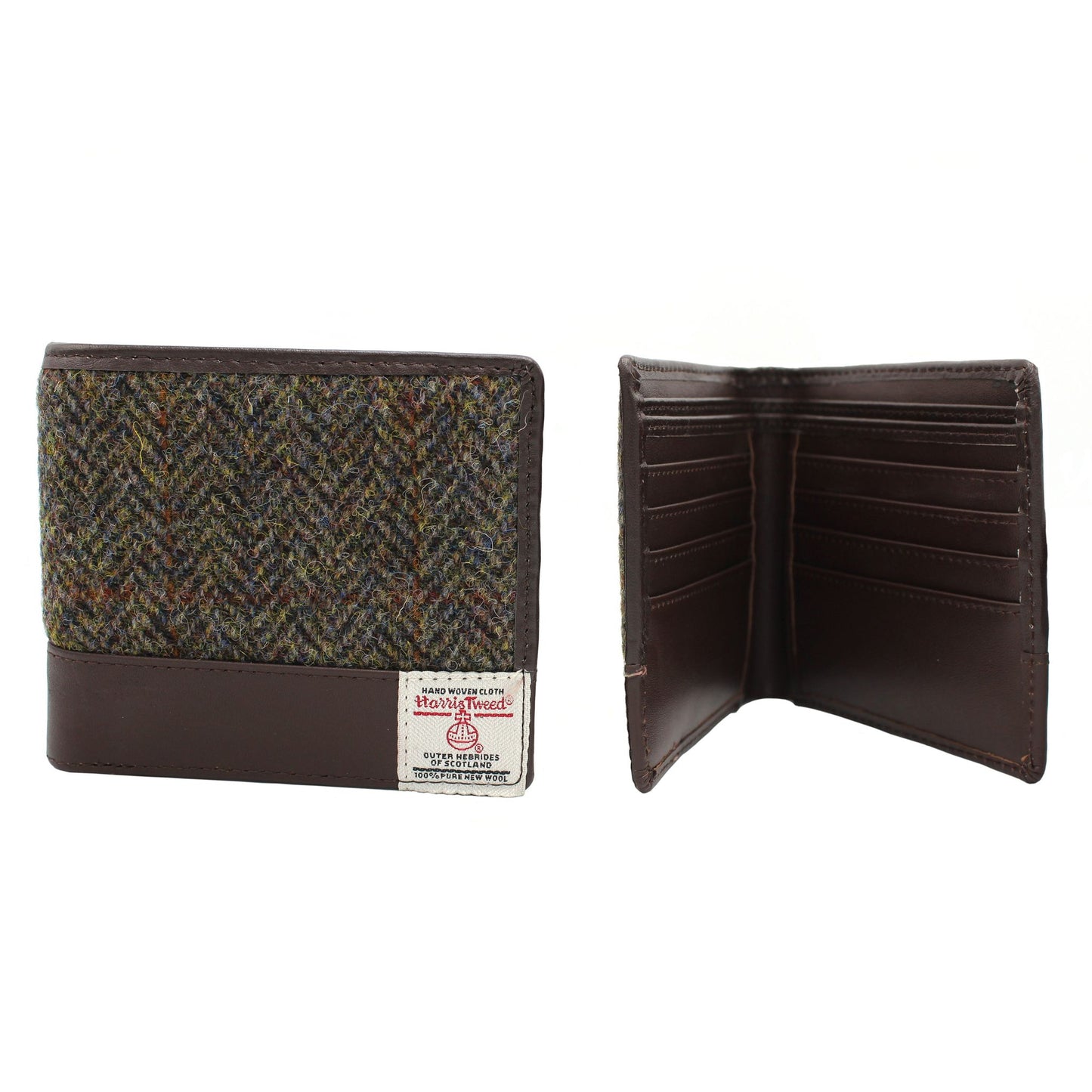 Harris Tweed Wallet in Green & Brown Herringbone