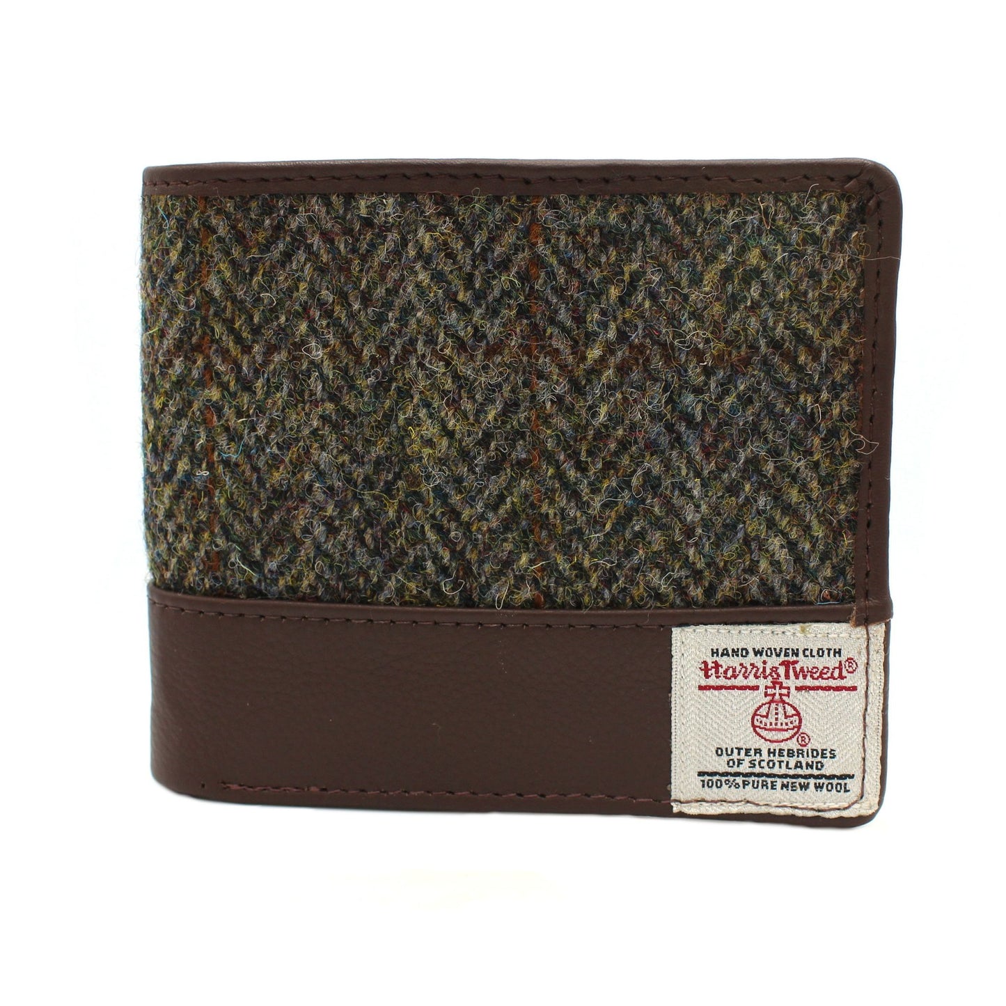 Harris Tweed Wallet in Green & Brown Herringbone