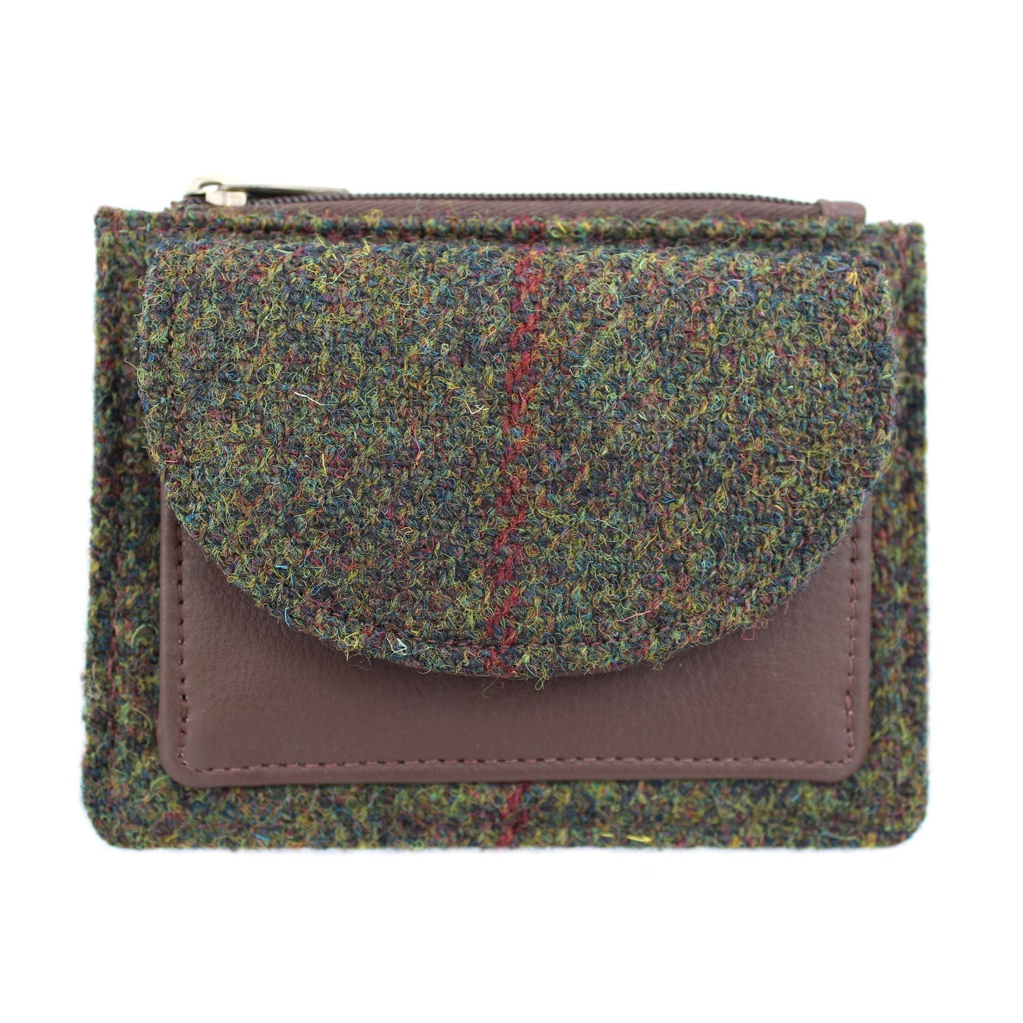 Harris Tweed Coin and Card Holder in Green Check