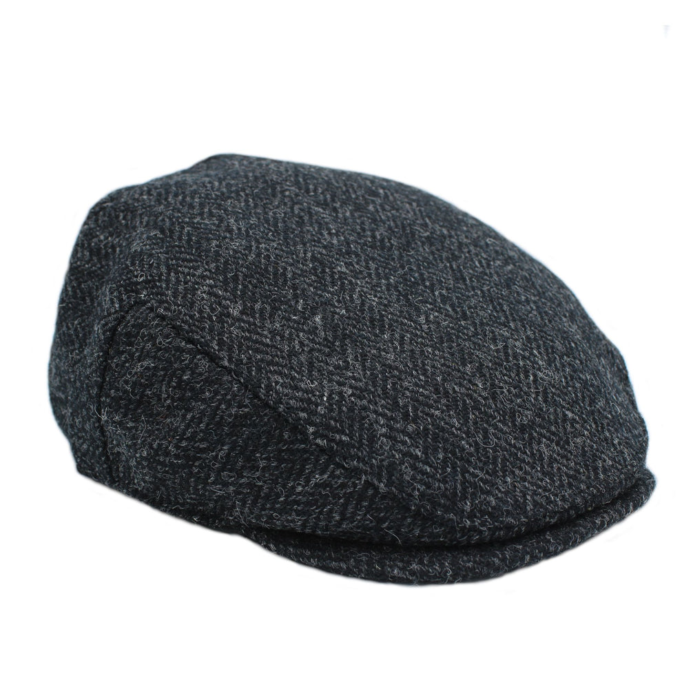 Harris Tweed Black Herringbone Flat Cap – tweedoutdoor