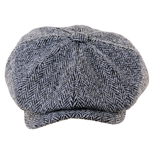 Harris Tweed Grey Herringbone Newsboy Cap