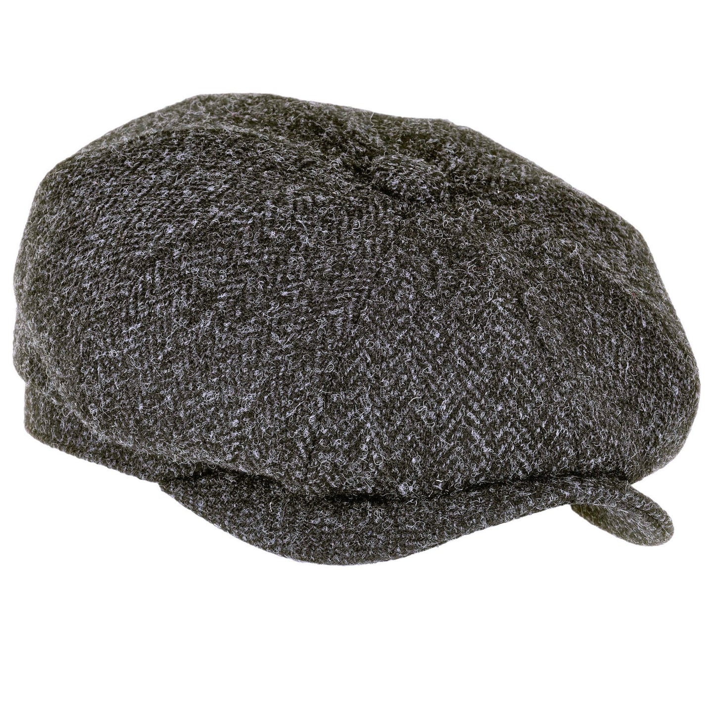 Harris Tweed Black Herringbone Newsboy Cap